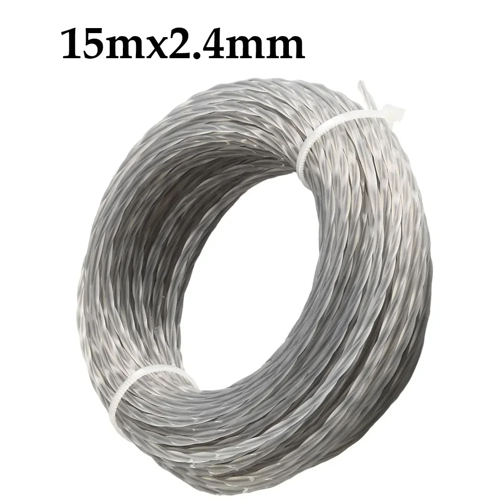 Nylon Trimmer Cord Lawn Mower Line Reinforced Nylon Heat Resistant Tear Resistant High Strength Plastic Mower Line 15m X 2mm