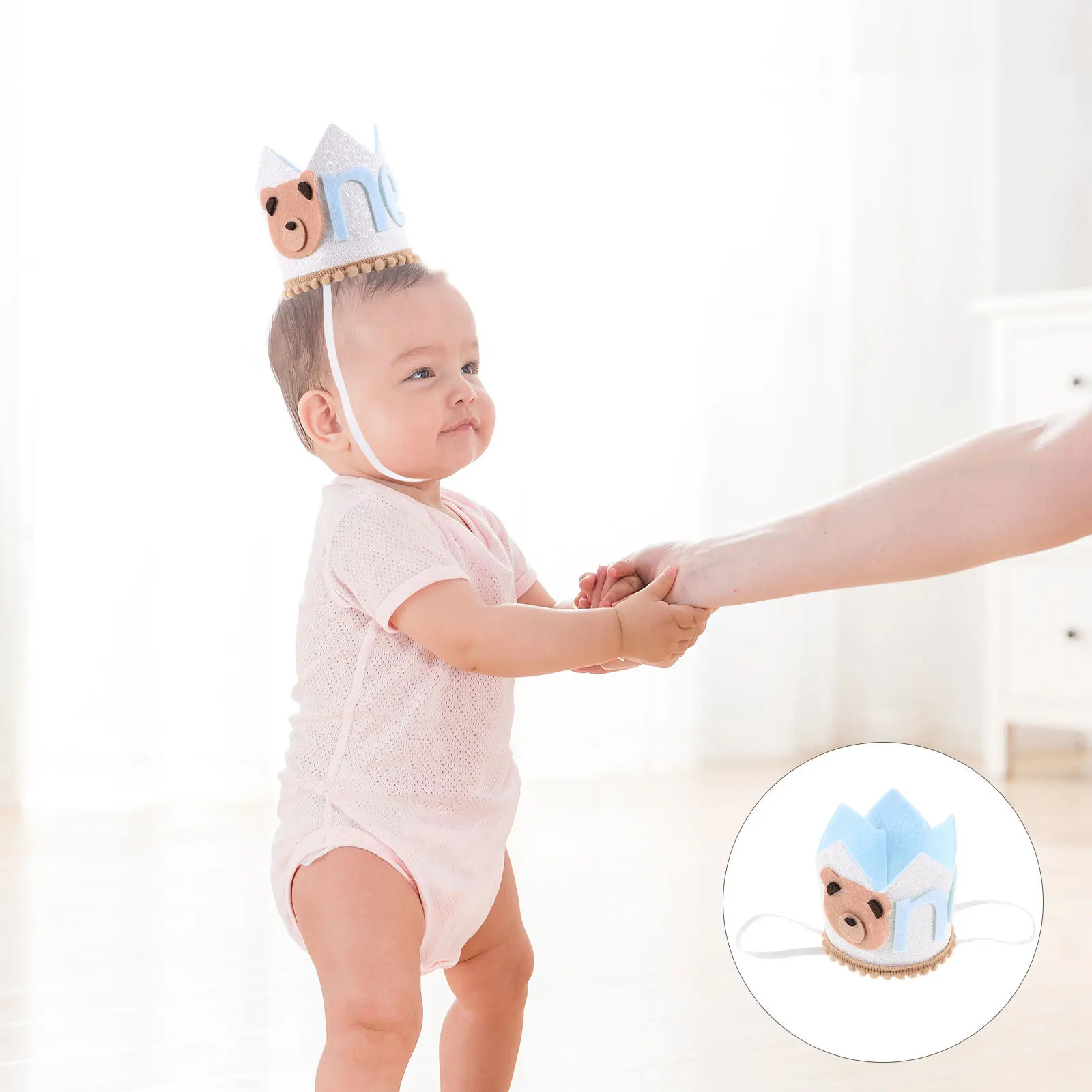 

Birthday Crown Headband Hat 1St Birthday Celebration Bear Design Non-Woven Fabric Party Accessory Decor