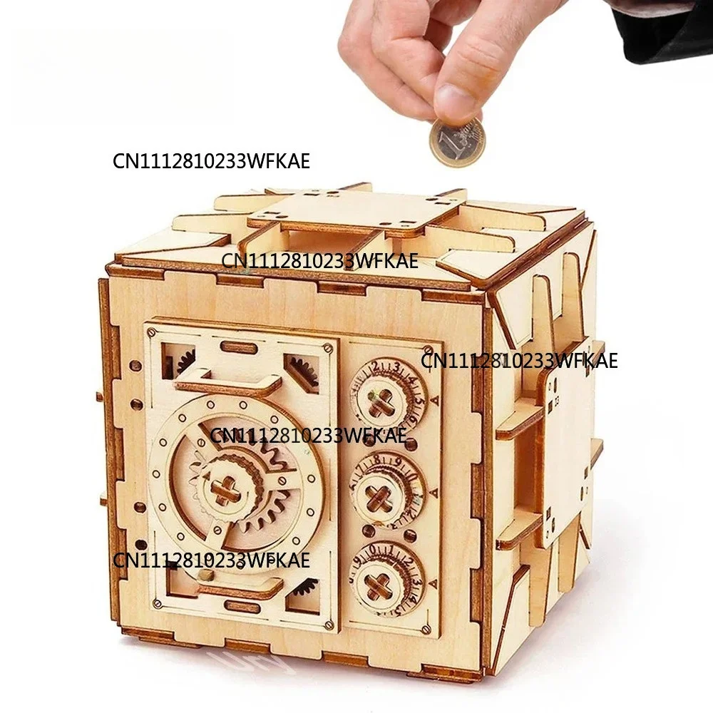 3D Wooden Puzzle Password Treasure Money Box Savings Bank DIY Advanced Assembly