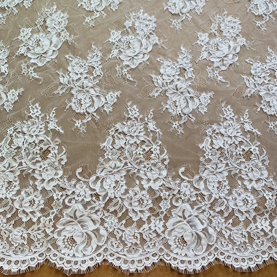 Off White Cord Lace Fabric Handmade Cording Lash French Lace 1.5M Wide 3M Long Quality Wedding Lace Luxury