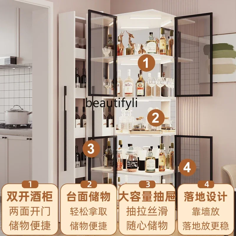 

l Glass wine cabinet living room against the wall household light luxury corner display storage cabinet creative wine rack