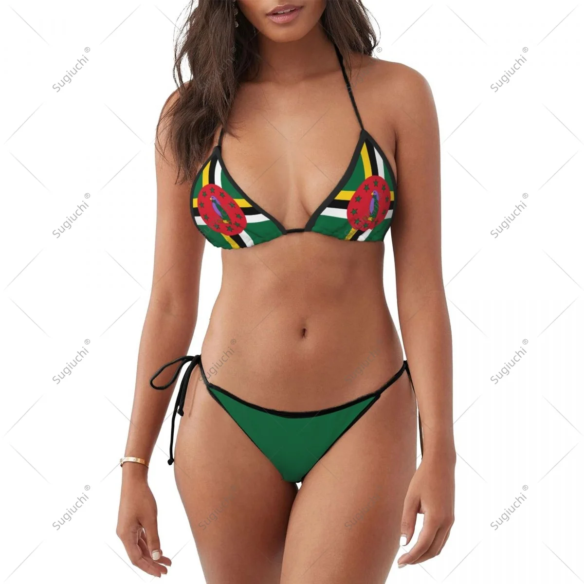 Women Girls Bikini Dominica Flag Swimsuit Sets Three Point Beachwear Swimming Bathing Beach Party Suits Sexy Mujer