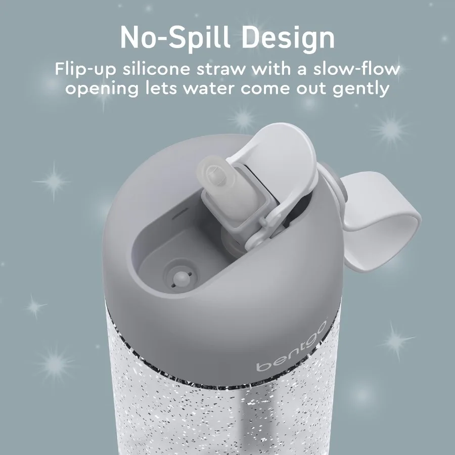 زجاجة مياه تريتان متينة مانعة للتسرب مع خالية من مادة BPA سعة 15 أونصة، صنبور آمن ومقبض حمل للأطفال الصغار من عمر 3 سنوات فما فوق، مثالية