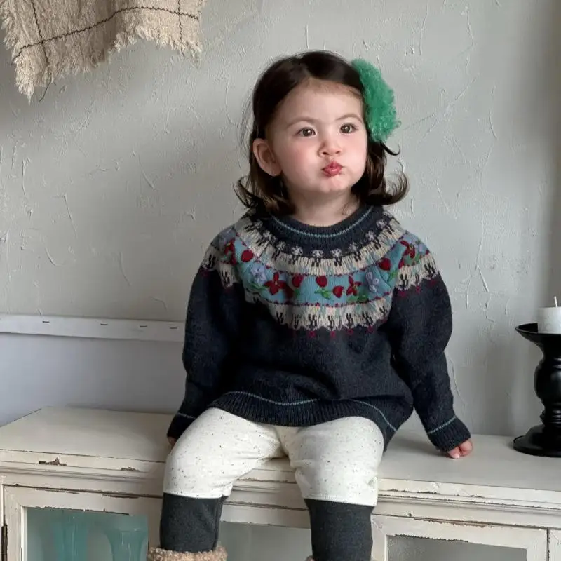 

2025 Winter New Baby Long Sleeve Knit Sweater Cotton Infant Girls Casual Sweater Toddler Boys Thick Warm Pullover Kids Clothes