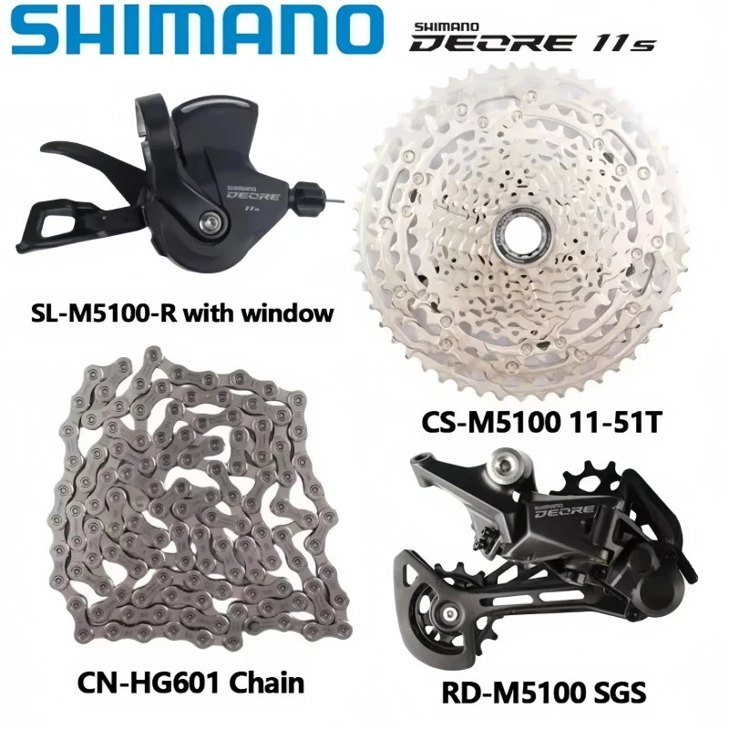 

SHIMANO DEORE M5100 M5120 11-скоростной групповой комплект MTB, рычаг переключения передач для горного велосипеда, задний переключатель, 42T, 51T, кассетная цепь, велосипедная часть 11 В