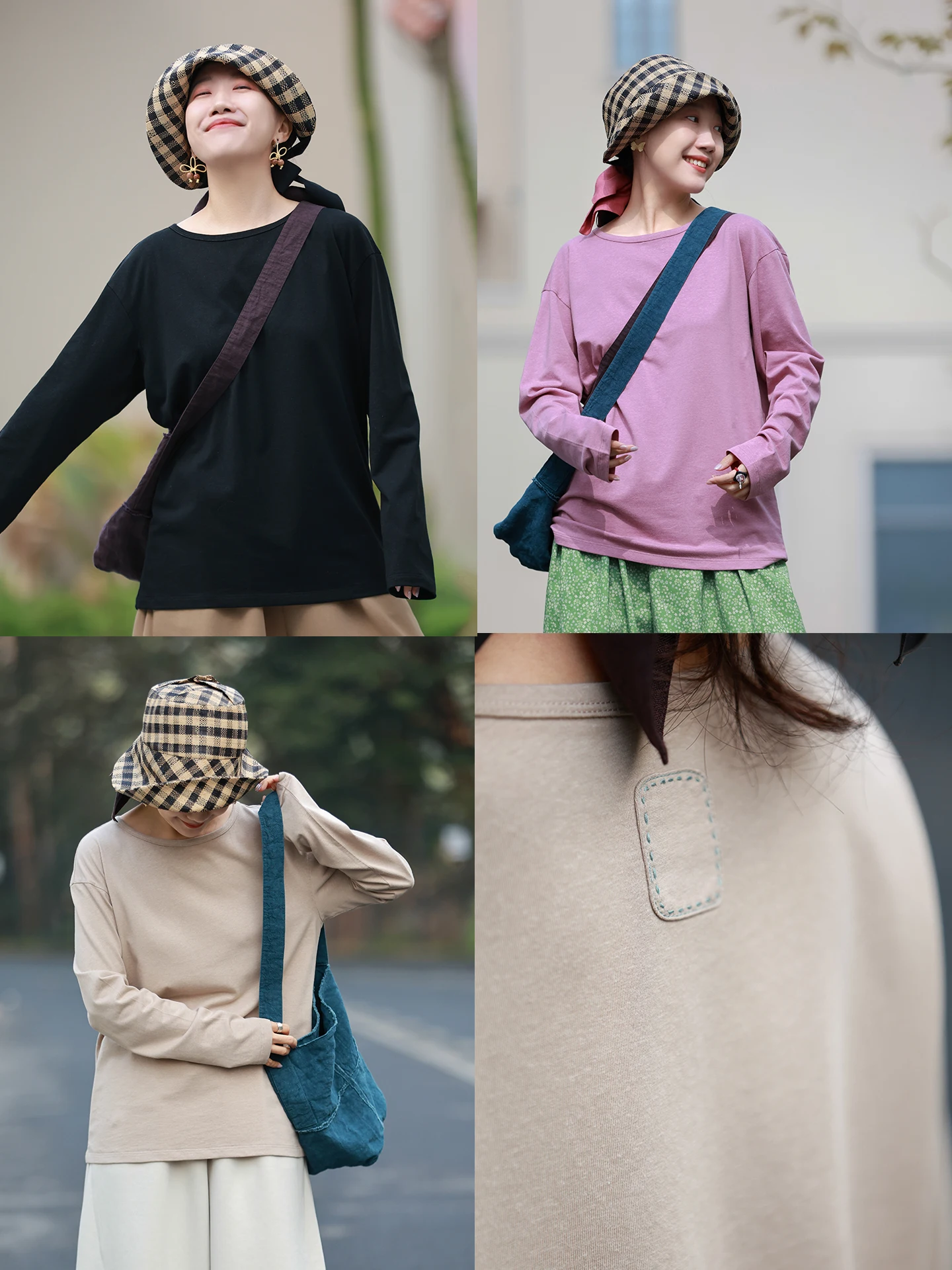 

Свободная трикотажная футболка из хлопка и льна с длинным рукавом и круглым вырезом, женская повседневная модель для весеннего гардероба, универсальный топ в художественном стиле