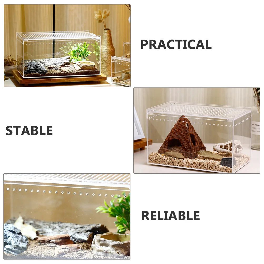

Acrylic Reptile Box Large Space Easy Feeding Transparent Breeding Container Climbing Pet Habitat Case for Turtle Spiders Snakes