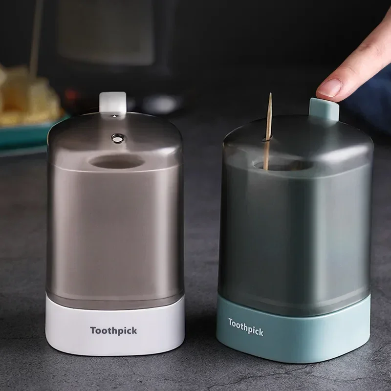 1 Pcs Push Automatic Eject Toothpick Jar Household Portable Toothpick Box Dispenser Holder Toothpick Swab Dispenser Gadget