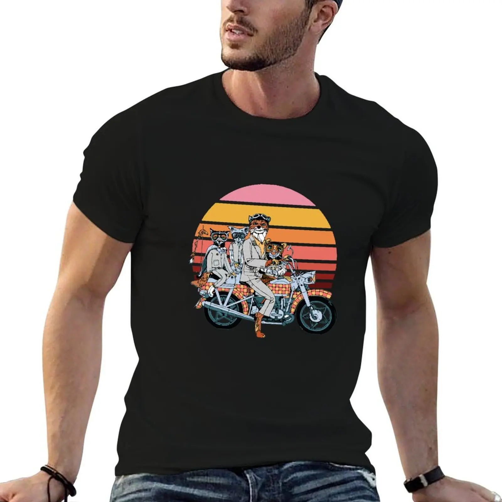 

Fantastic Mr. fox and family on a motorbike T-Shirt t shirt for man t shirts for man graphic vintage T-Shirt