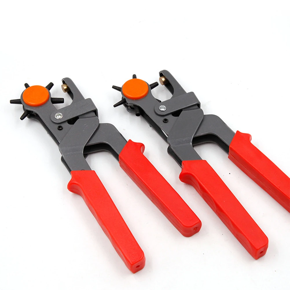

6-hole Punching Pliers Heavy Duty 6 Sizes Revolving Kit Wear-resistant Belt Hole Punch Tool Canvas Plastic Rubber Saddle