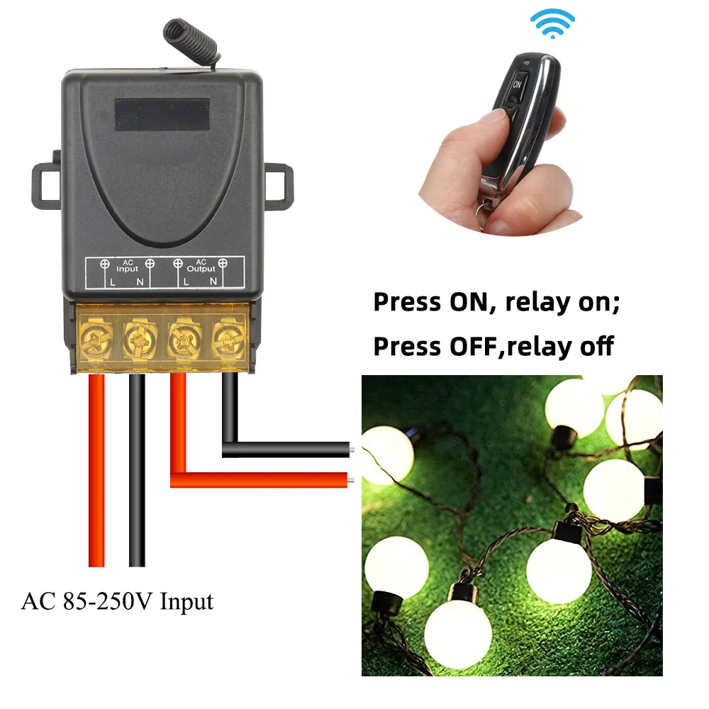 Interruptor de control remoto de luz inalámbrico, módulo receptor de relé transmisor para bomba/lámpara/bloqueo/ventilador, 433MHz, 110V, 220V, 240V, 30A, 1CH