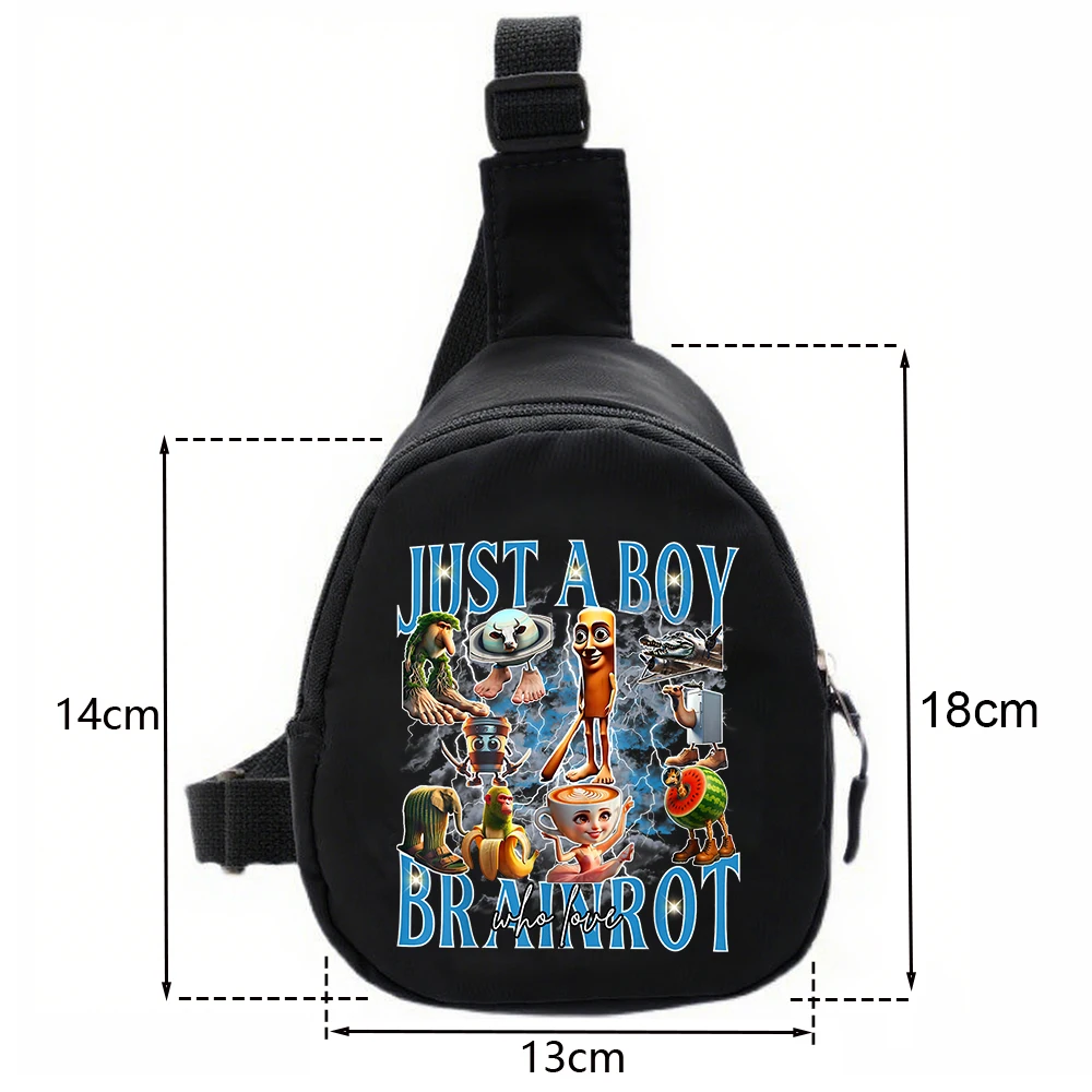 Italian Brainrot Print Mini Chest Bag Kids Small Crossbody Sling Backpack For Boys Girls Lightweight Casual Daypack