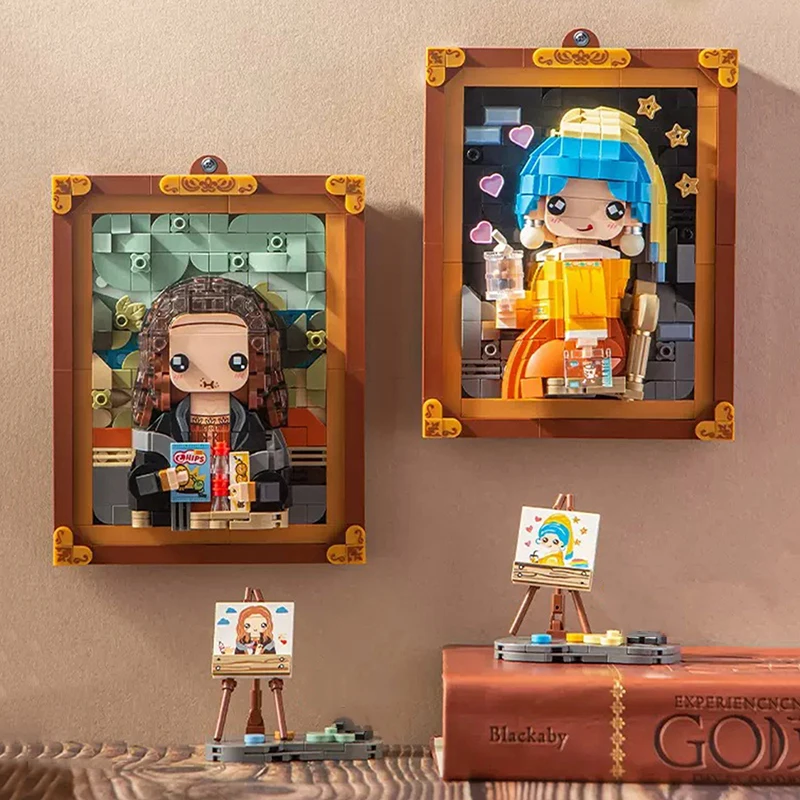 Peinture à l\'huile sur le thème de Mona Lisa pour enfant, jouet de bricolage représentant des nuits de construction, idéal comme cadeau pour un ami