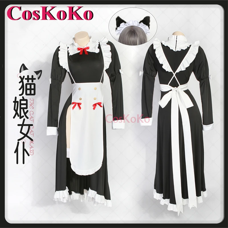 CosKoKo Original Cat Maid Cosplay Anime NEKOPARA Costume Sweet Lovely Nifty Black Maid Dress Uniform Party Role Play Clothing