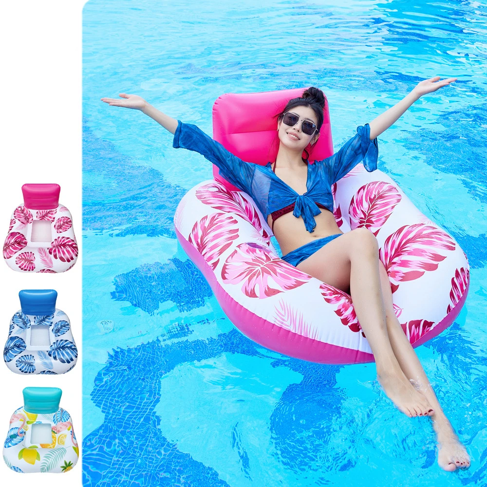 

Tropical Leaves PVC Inflatable Floating Row Foldable Water Striped Hammock Adult Play Lounge Chairs Floating Bed Air Mattresses