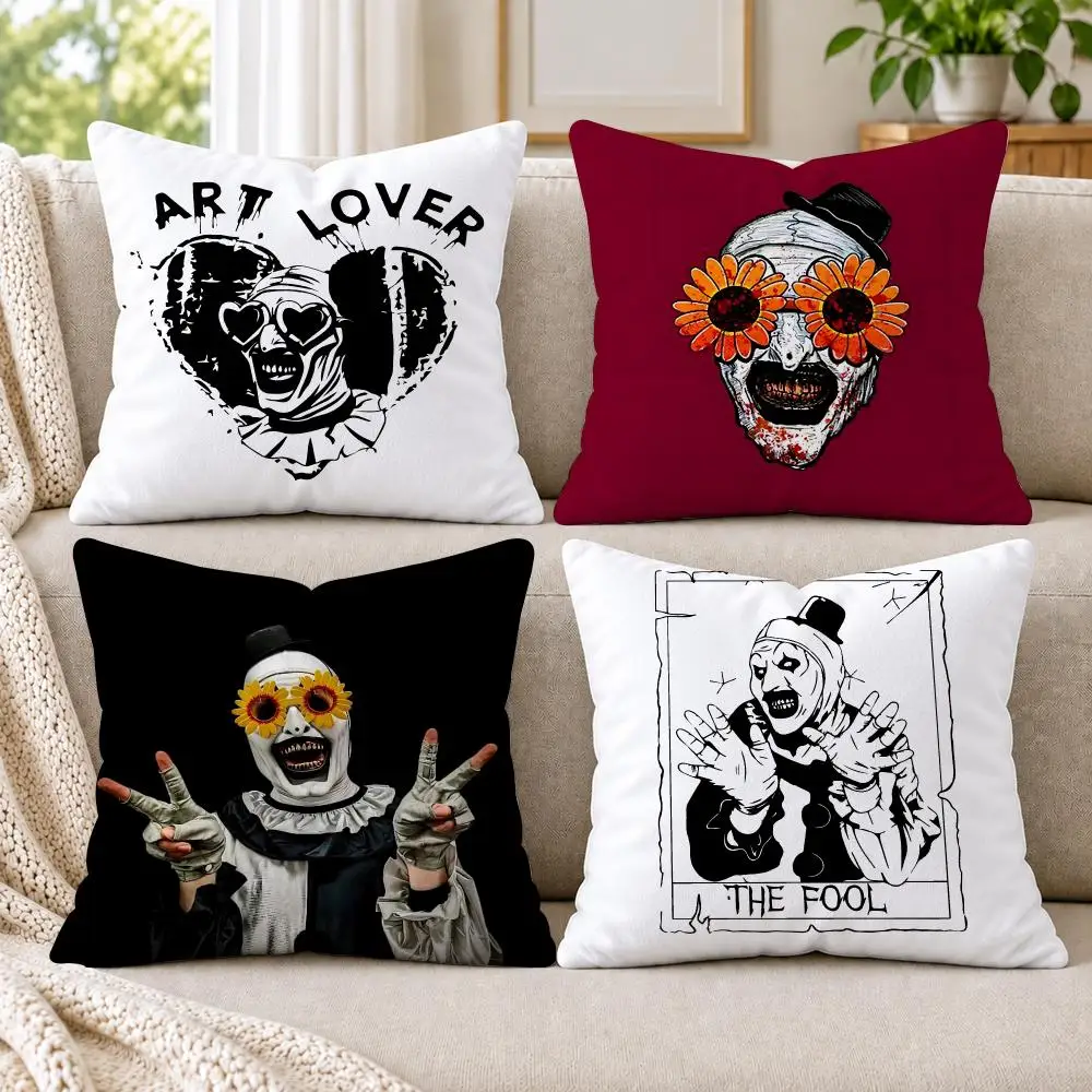 Classic Movie T-Terrifier Cushion Cover Short Plush Double-Sided Printing Sofa Bedroom Living Room Throw Pillow Cover Home Decor