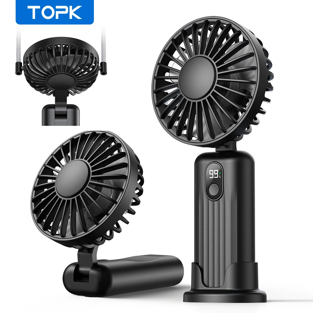 TOPK 5000mAh Portable Hand Held Fan,[7-24H of Working Time]Whisper-Quiet&Portable Design Superior Quality Mini Handheld Neck Fan