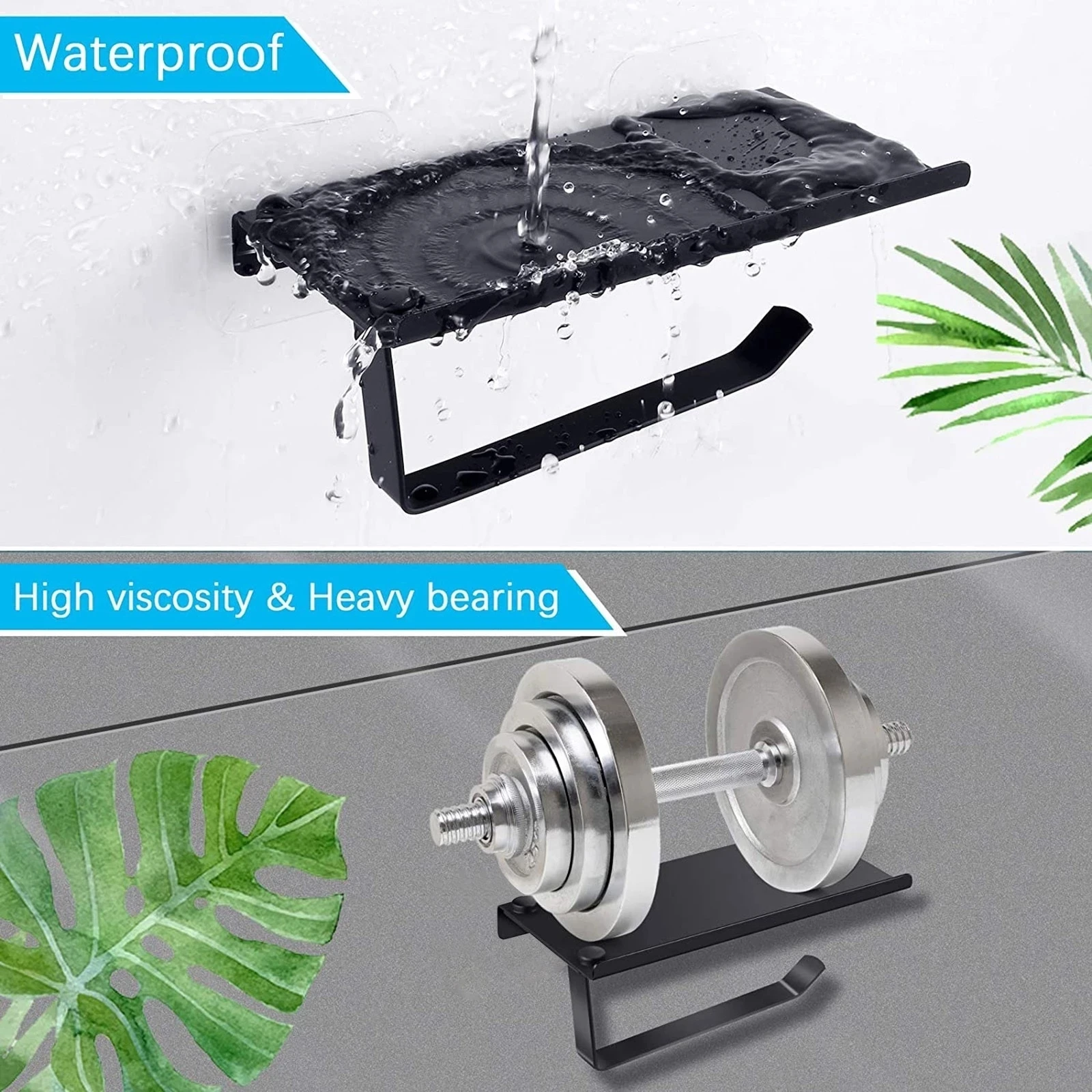 Black Toilet Punch-free Toilet Paper Holder Can Put Cell Phone Plants Toilet Mobile Phone Debris Rack Platform Bathroom Storage