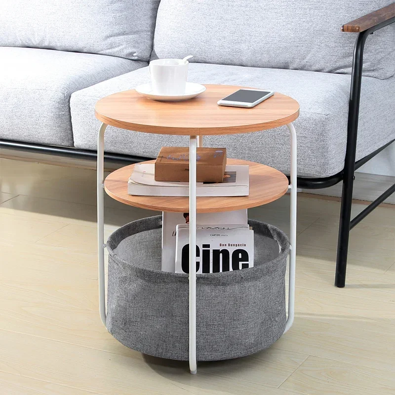 Simple Nordic Round Side Table for Living Room, Multi-Storey Bedside Table, Practical Room Desk, Coffee Table