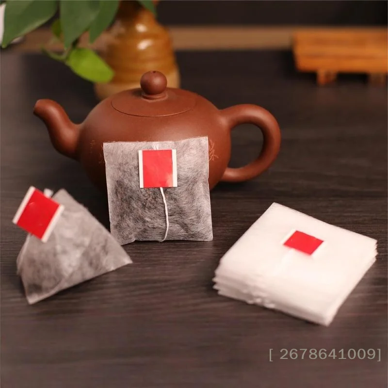 ⚑100Pcs Degradable Corn Fiber Heat-sealable Empty Tea Bags With String Filter Paper Teabags Disposable Transparent Teabags