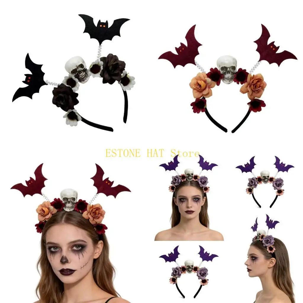 

49MF Lightweight Halloween Headbands With Realistic Bats Soft Material For Adults Children Costume Accessories