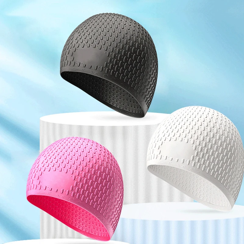 Silicone Water Drop Swimming Cap Adult Enlarged Bubble Swimming Cap Super Elastic Waterproof Ear Protection