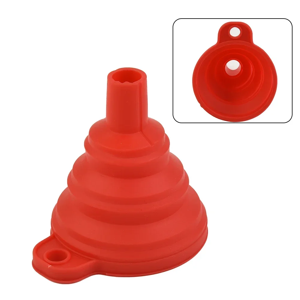 New High Quality Pratical Car Funnel Red Gasoline Oil Fuel 1 Pcs 7.5cmX8cm Collapsible Diesel Folded Suspended