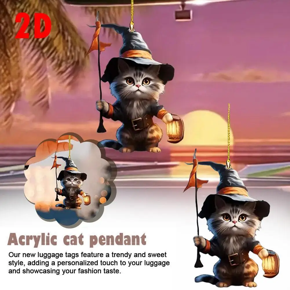 

Cat Pendant Halloween Decoration Modern Cat Pendant Adorable Cat Pendant Ornament Set for Halloween Car Decor Witch for Bag