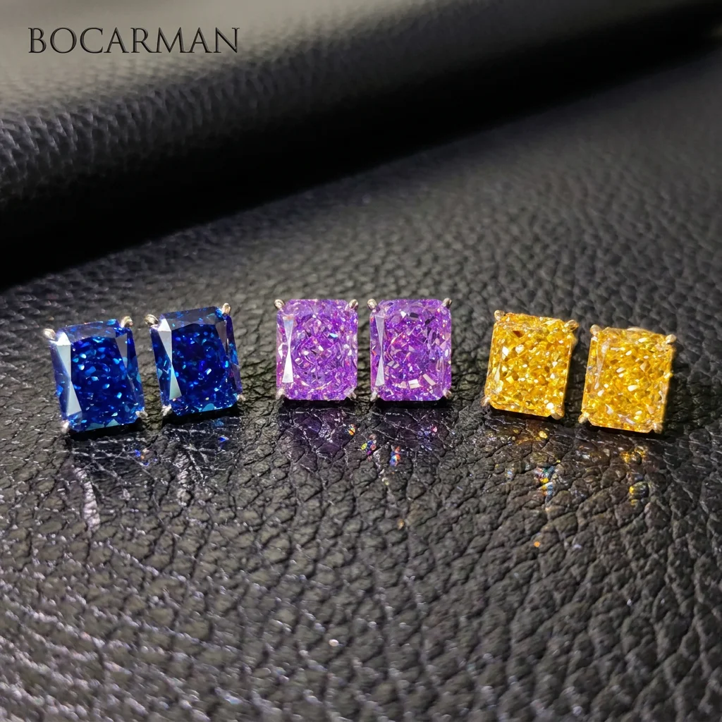 S925  Sterling Silver Rhodium lated Earrings nlaid with Sparkling Tanzanite Simple Elegant Ideal for Gifting Daily Wear