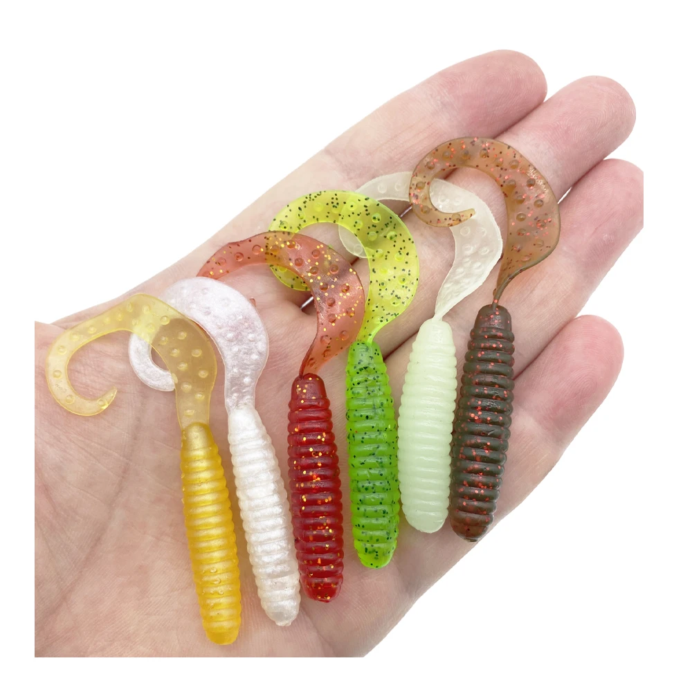 20Pcs Lure Soft Bait Screw Extended Capuchin Soft Bait Black Fish Mandarin Fish Sea ​​Bass Texas Fishing Rig Lead Hook Maggots