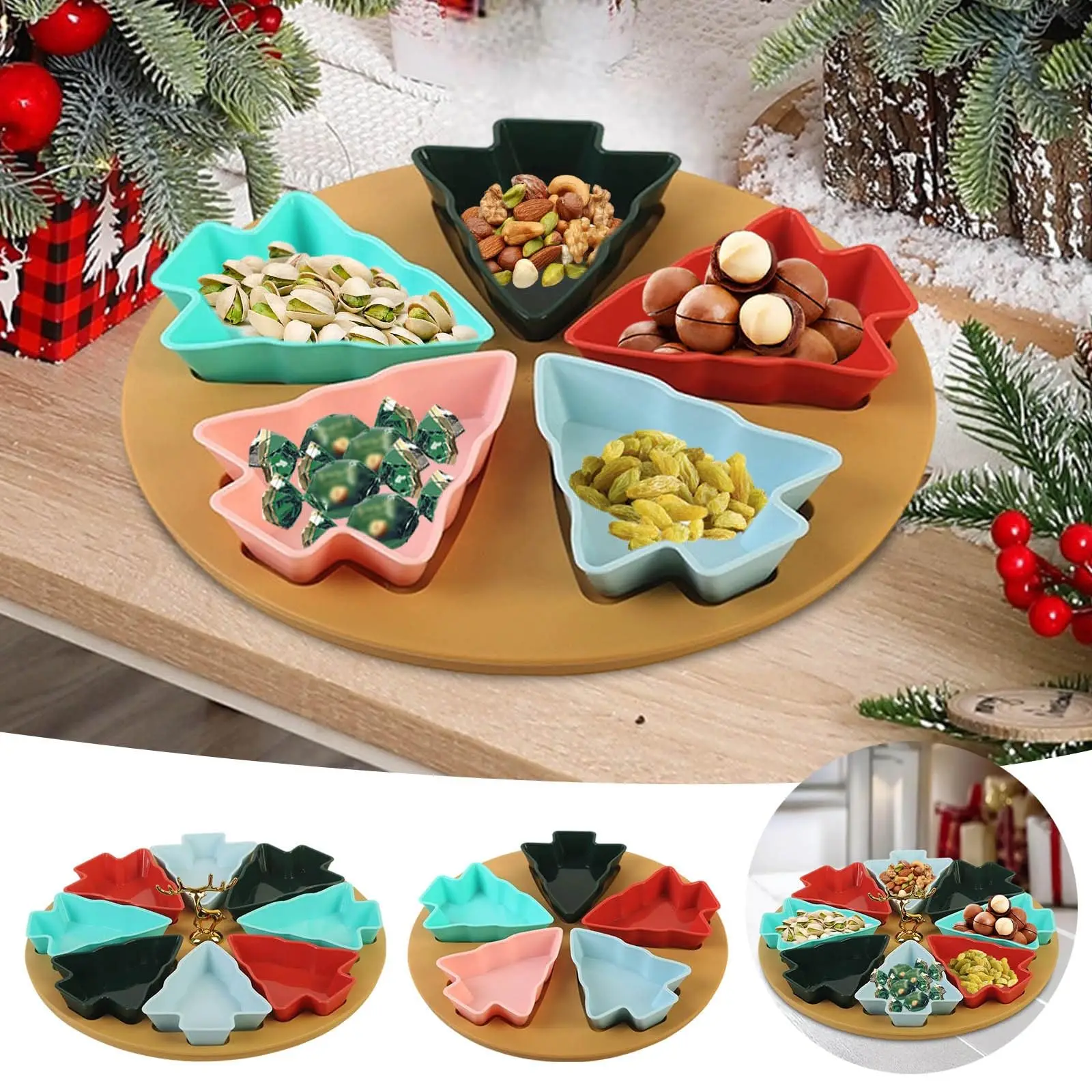 

Креативный набор тарелок с разделителями, 8 секций, оригинальный дизайн «Дерево», многофункциональный поднос для еды, многосекционный поднос для хранения