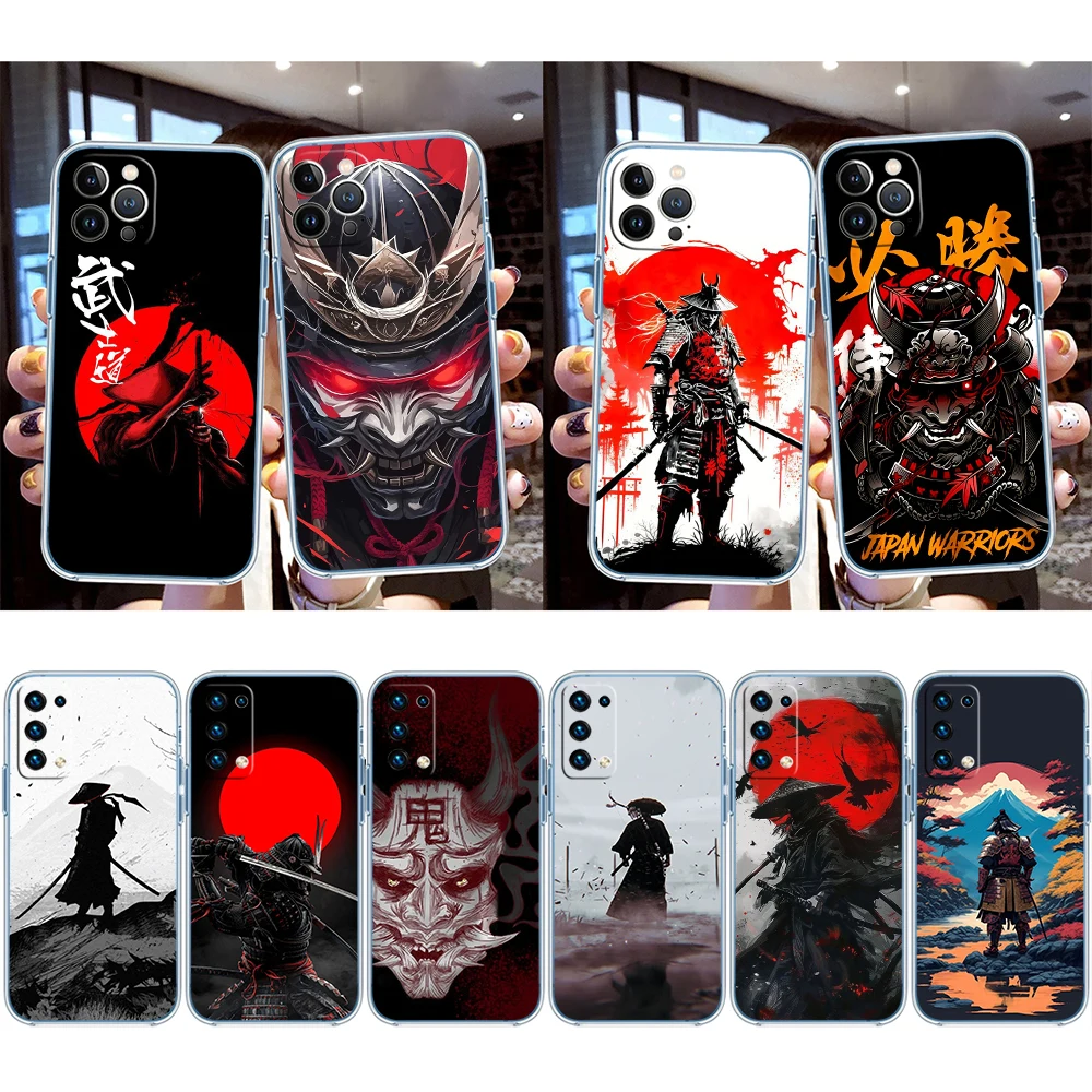 NH34 Japan Samurai Mask Transparent Phone Case for Samsung Galaxy A04 A04S A14 A23 A34 A54 M23 M33 M52 M53