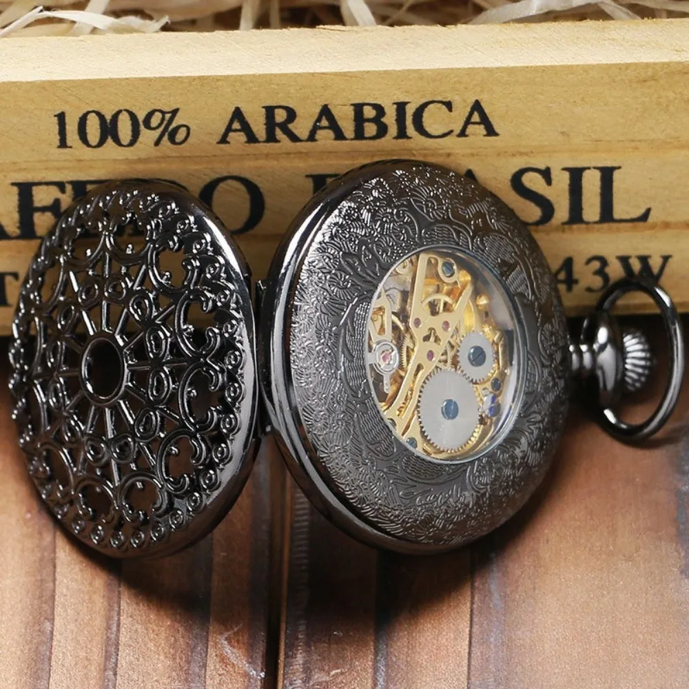 Reloj de bolsillo para hombre, accesorio mecánico, clásico, Retro, telaraña, hueco, Punk antiguo, regalo