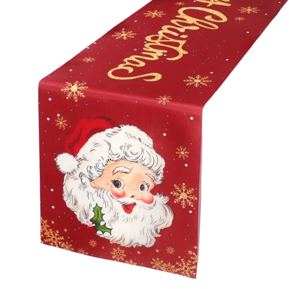 New Santa Claus Christmas Table Runner Snowman Elk Xmas Table Flag Cover New Year Christmas Tablecloth Navidad Gift