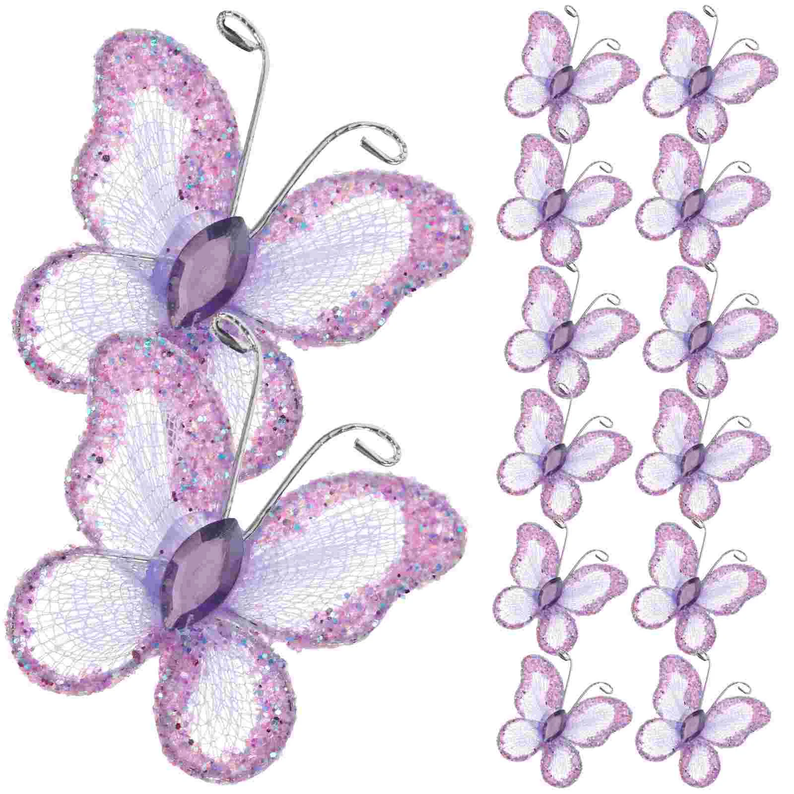 

50 Pcs Sheer Mesh Wire Butterflies Wedding Favor Headband Lightweight Decorations Glittering Decorative Wired Water-resistant