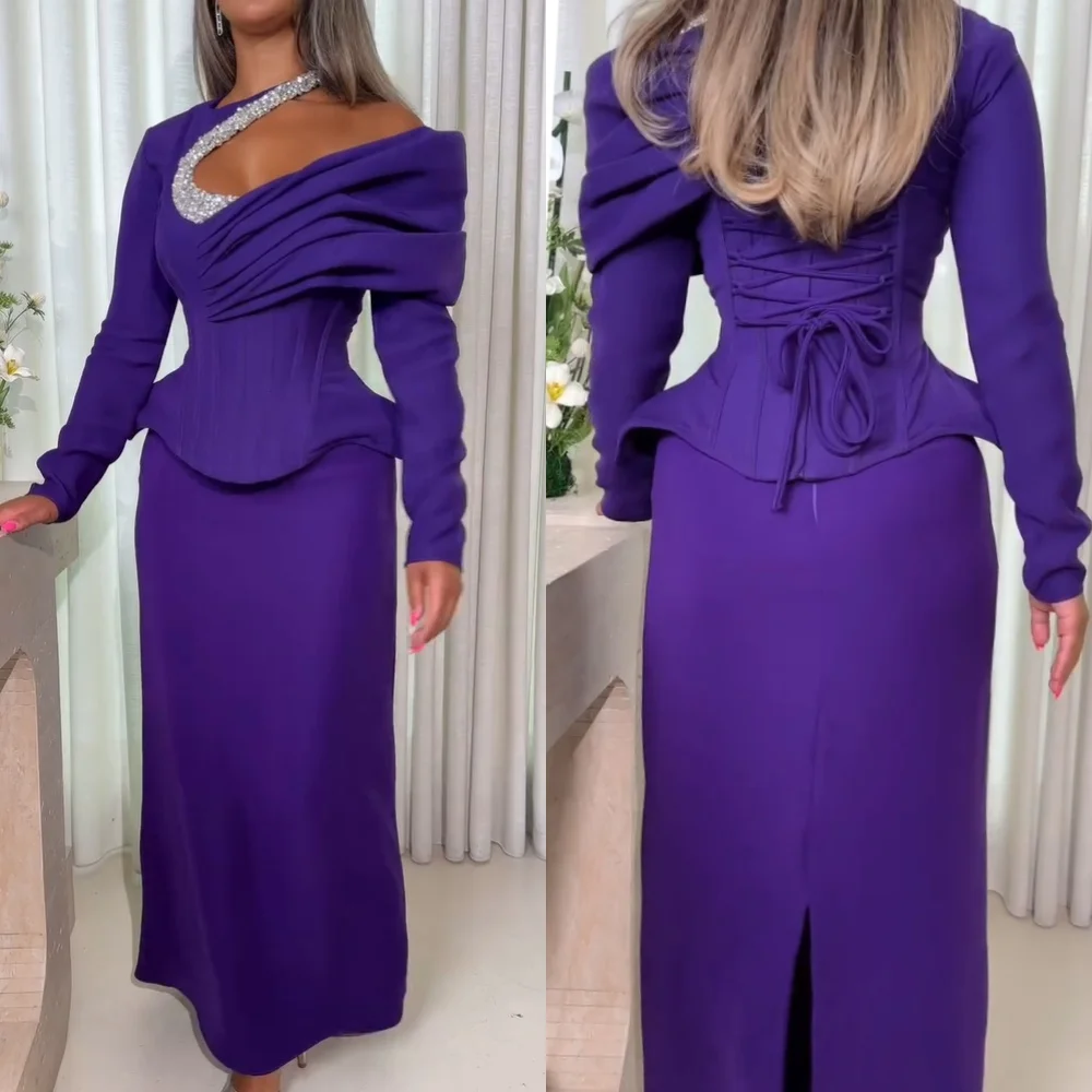 

Customized Modern Style Retro Jersey Sequined Pleat A-line Poretrait Long Dresses Bespoke Occasion Dresses Exquisite Elegant