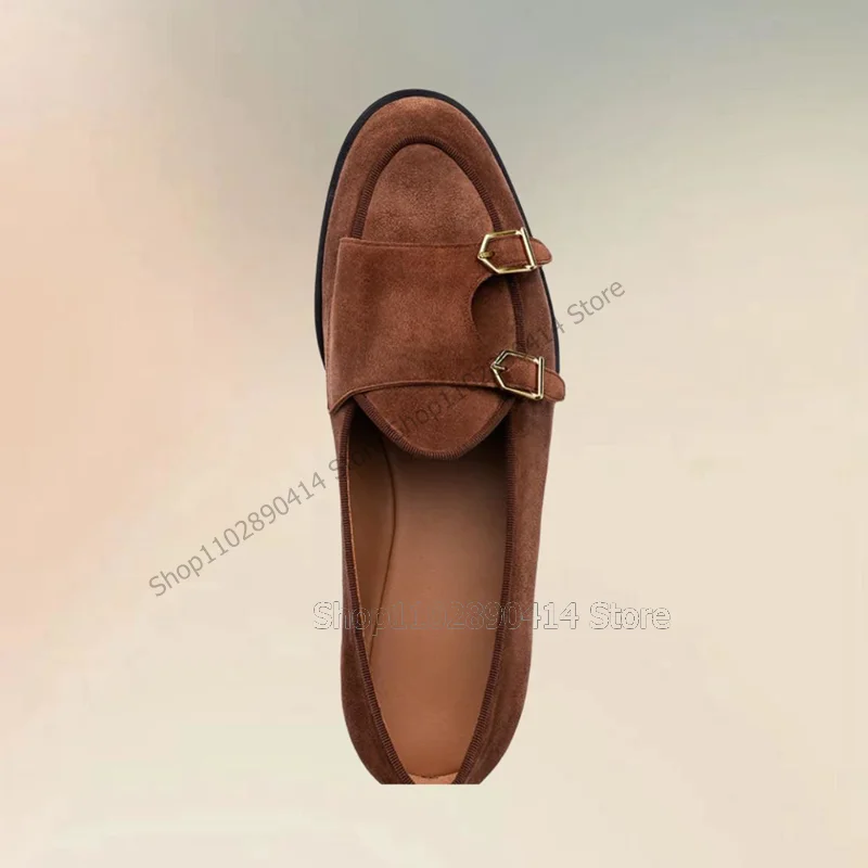 Brown Green Buckle Decor Double Monk Loafers Fashion Slip On Men Shoes Luxurious Handmade Party Banquet Office Men Casual Shoes