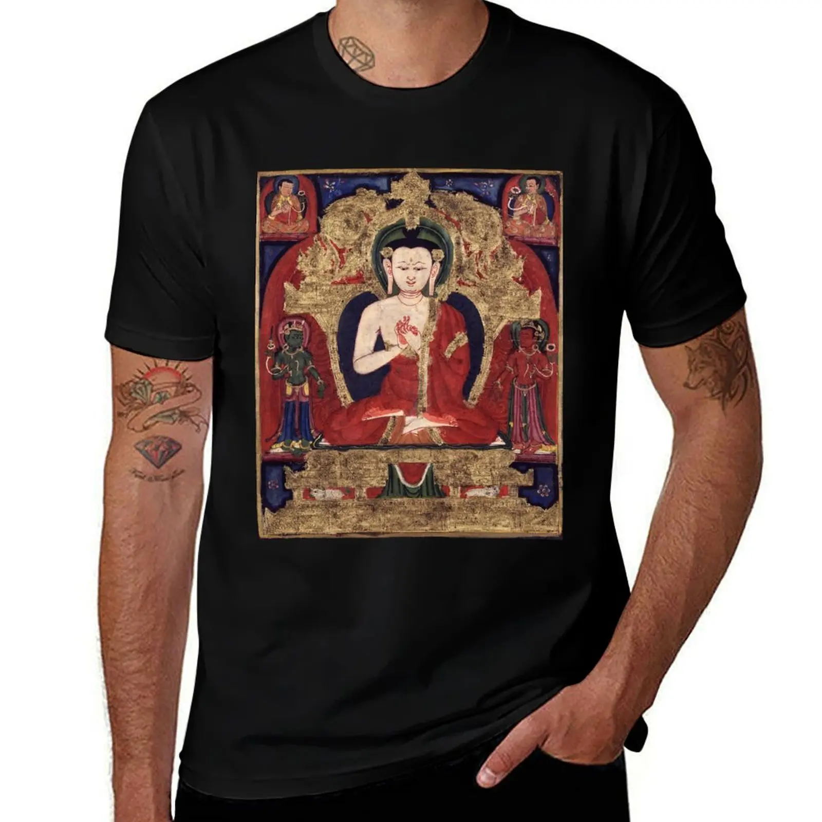 

Mandala 175 Vairocana Buddha Gold Thangka T-Shirt Dry Fit Athletic Short Sleeve Shirt