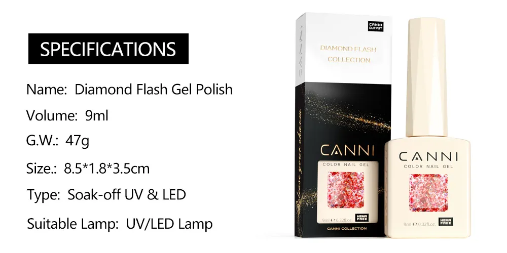 CANNI Cat Eye Gel Nail Polish and Glitter Gel 9ml HEMA TPO FREE High Gloss Quality Soak Off UV Gel Art Manicure Salon DIY Home
