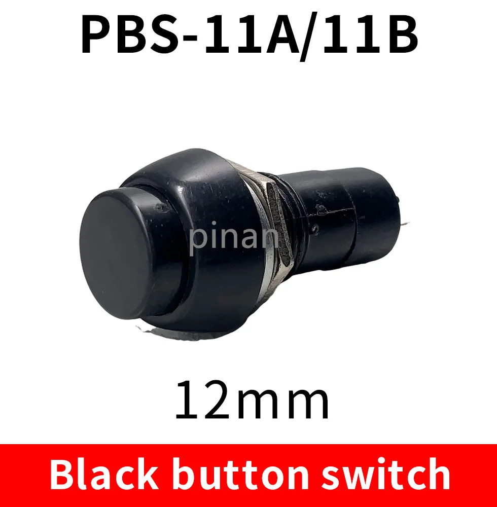 PBS-11A PBS-11B  12mm self-locking Plastic Push Button Switch Latching Switchs 3A 250V AC 2PIN 6Color