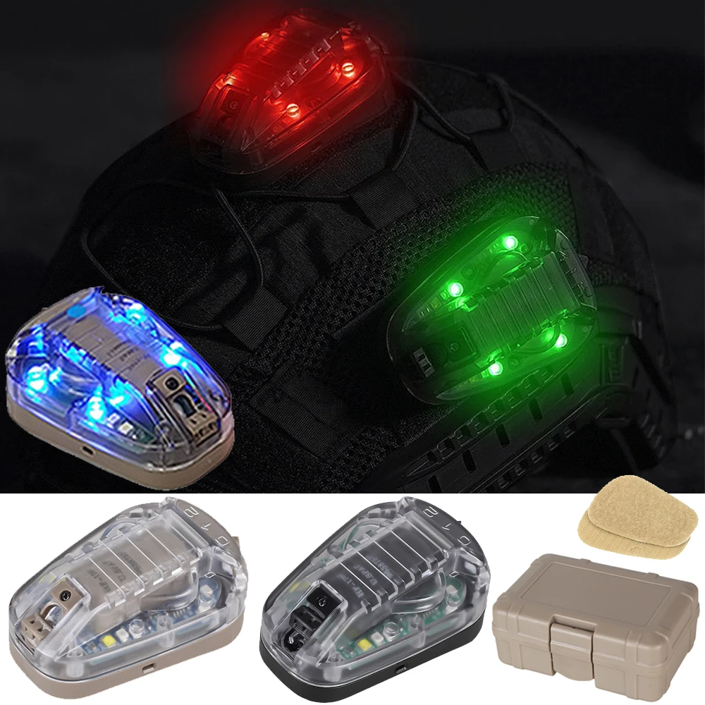 

Tactical Helmet Light 4 Modes Survival Signal Light Red/Green/Blue/IR Strobe Identification Light for Outdoor Hunting Climbing