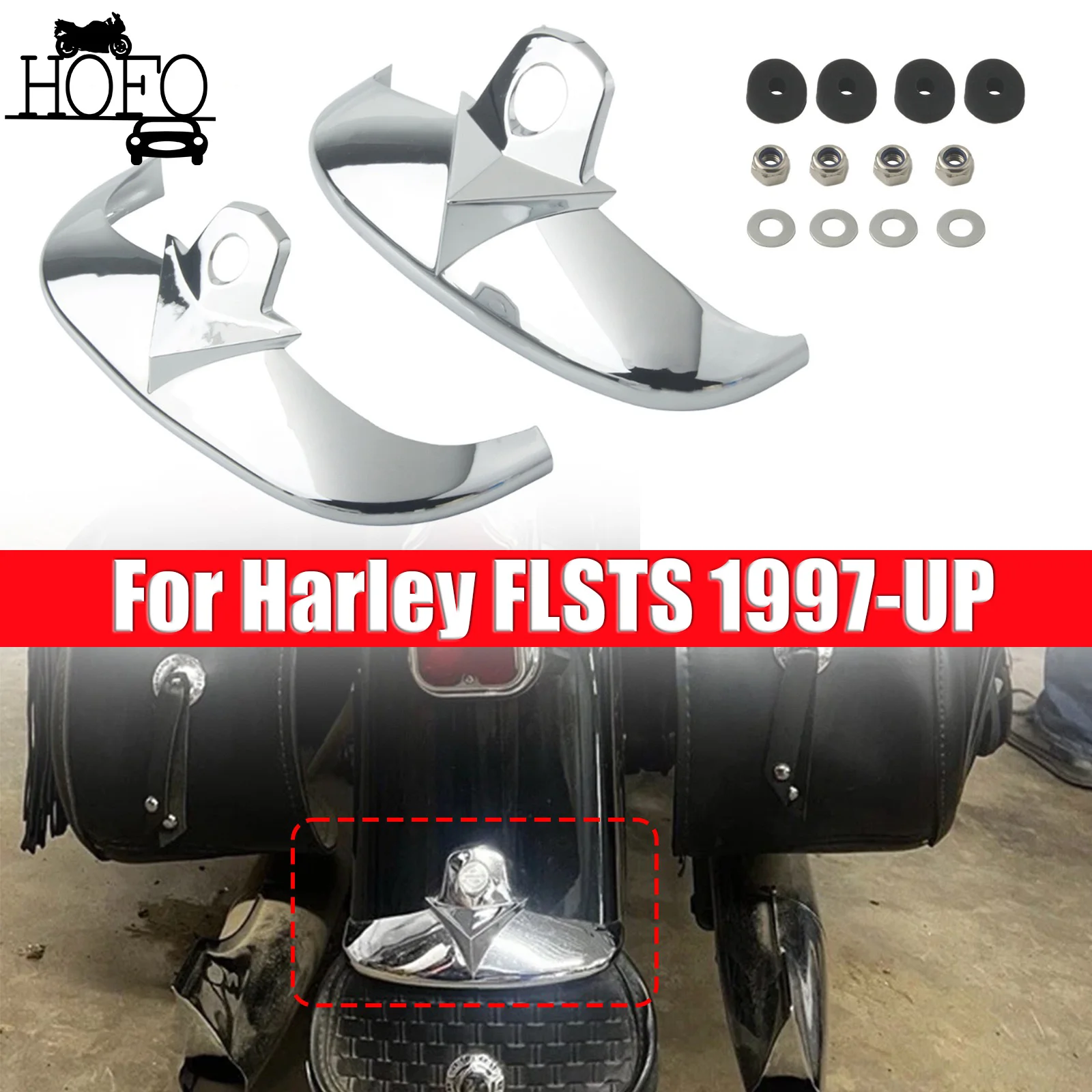 

For Harley FLSTS 1997-UP Motorcycle Front Rear Mudguard Tip Trim Decoration Cover ABS Chrome