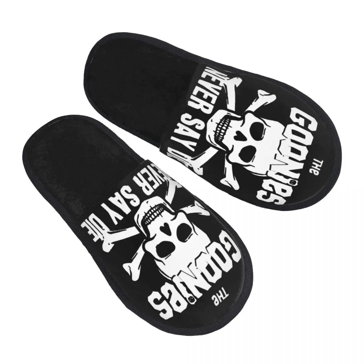 

Custom The Goonies Never Say Die Soft Memory Foam House Slippers Women Comedy Film Skull Pirate Comfy Warm Anti-Skid Slipper