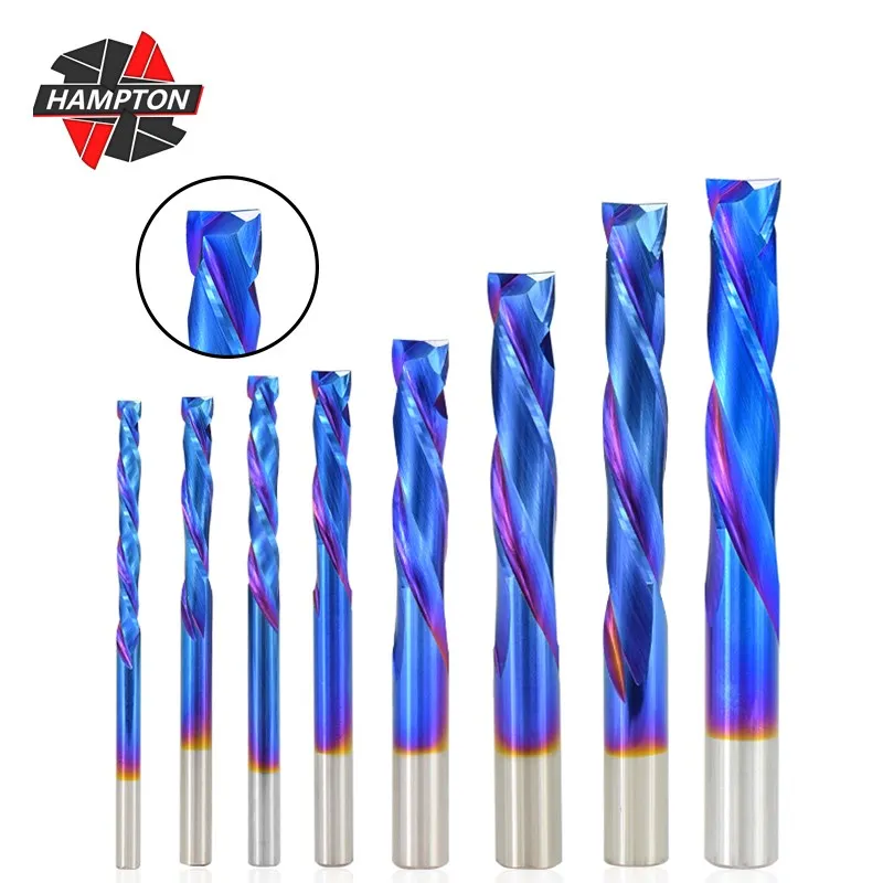 

Wood Milling Cutter Up Down Cutter Nano Blue Coated 3.175/4/5/6/8/10mm Shank CNC Carbide End Mill Spiral Woodworking Tools