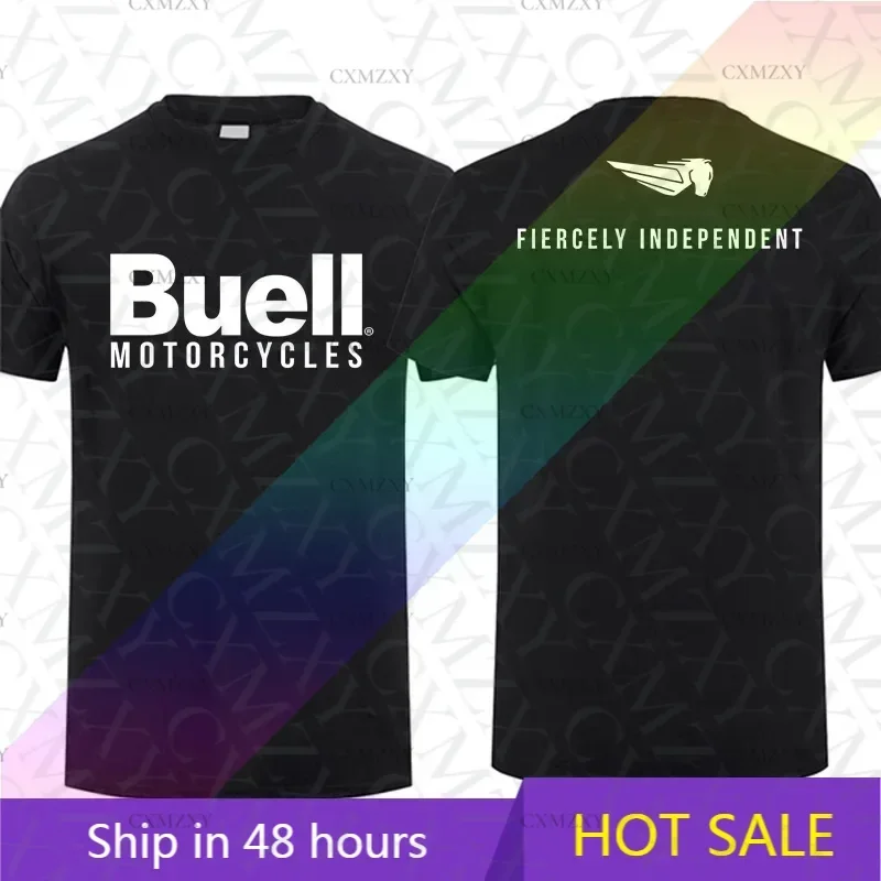 

2025 Men T Shirt Casual Fiercely Independent Buell Motorcycles T-shirt Graphic Summer Short Sleeves 100% Cotton S-3XL Cool Tee