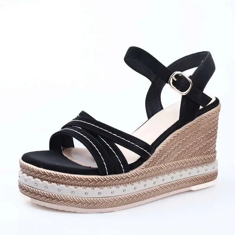 Woman Shoes Wedge With Platform Waterproof Leather Outdoor Sandals for Women Beige Original Summer 2024 Offers Sale H Luxury On