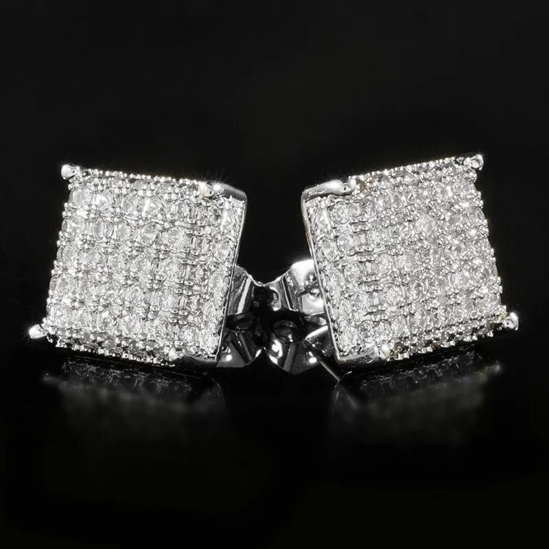 Huitan Minimalist Square Stud Earrings for Women/Men Micro Paved CZ Stone Fashion Versatile Couple Earrings 2022 Trend Jewelry