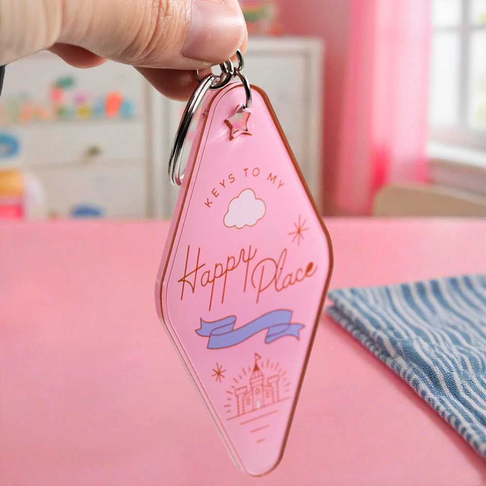 مفاتيح إلى مكان سعيد الوردي المفاتيح باييون قلعة موتيل نمط حلقة رئيسية ريترو ستايل فندق Keytag ظهره قلادة تزيين