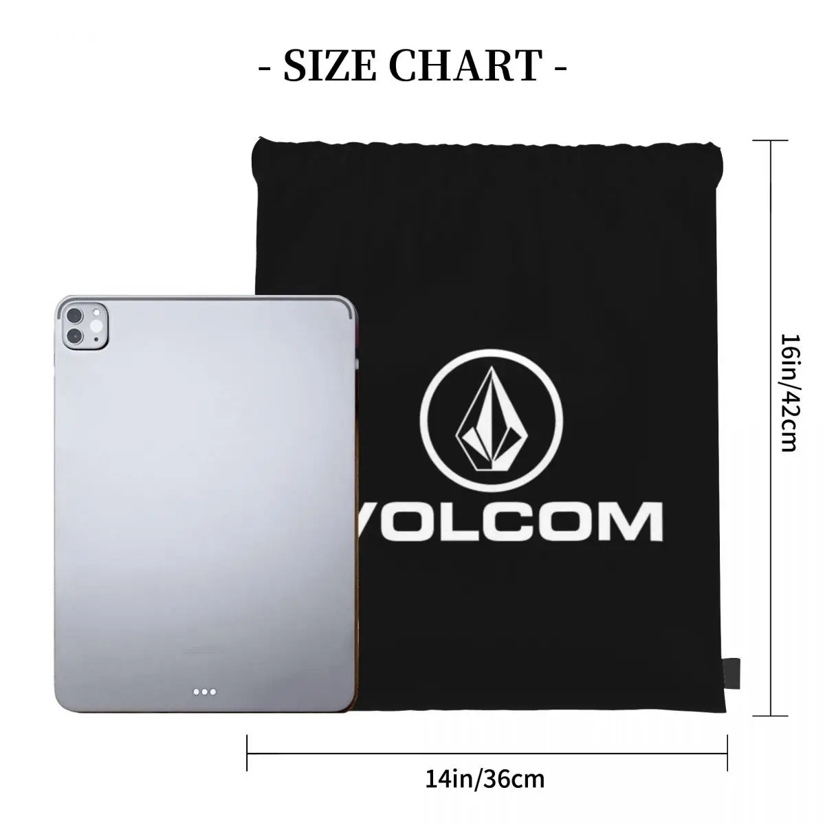 Volcom White Circle Logo Mochilas, Sacos De Cordão, Bundle Pocket, Sacos De Livros De Esportes para Viagem, Escola, Melhor, Texto Simples