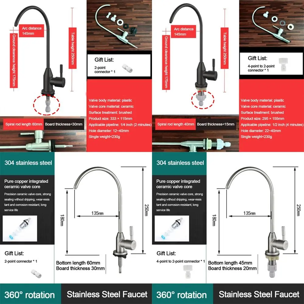 Stainless Steel Water Filter Faucet Quick Connector Single Cold Kitchen Taps Easy Installation Drinking Water Faucet Wash Basin